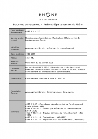 Aménagement foncier et remembrement.