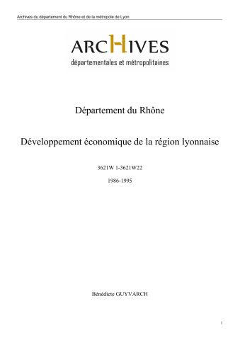 3621W - Département du Rhône - Développement économique de la région lyonnaise