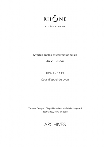 Affaires civiles et correctionnelles.