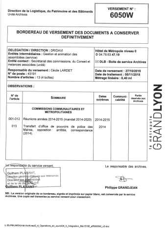 Commissions communautaires et métropolitaines, tenue des réunions.