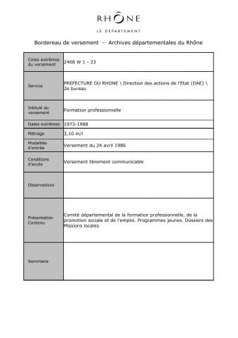 Formation professionnelle.