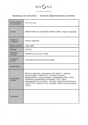 Réforme régionale, organisation des régions.