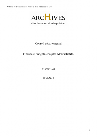 Finances départementales.