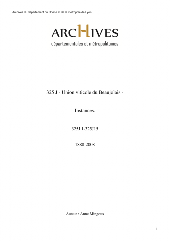 Union viticole du Beaujolais. Instances.