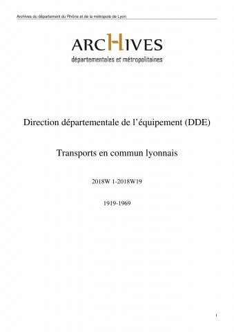 2018W - Direction départementale de l'équipement (DDE) - Transports en commun lyonnais