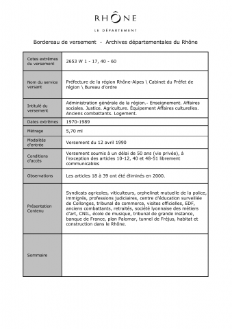 Administration générale de la région.