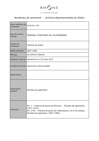 Tribunaux de police.