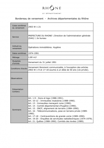 2903W - Préfecture du Rhône - Administration générale
