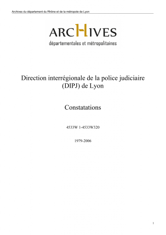4533W - Direction interrégionale de la police judiciaire (DIPJ) de Lyon - Constatations