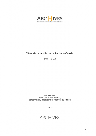 Famille de La Roche La Carelle.
