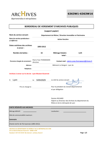 Chemin de fer de l'Est lyonnais (CFEL), opérations foncières.