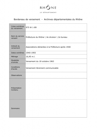Associations déclarées à la Préfecture après 1940.