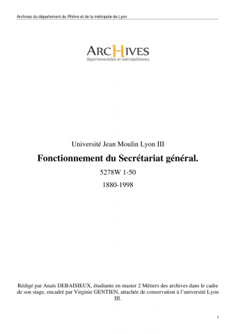 Fonctionnement du Secrétariat Général.
