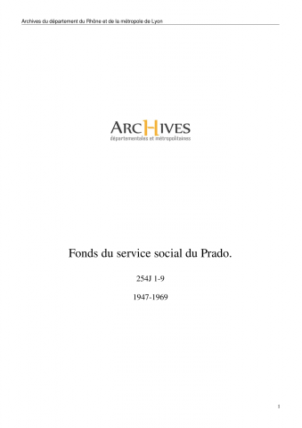 254J - Association du Prado. Service social