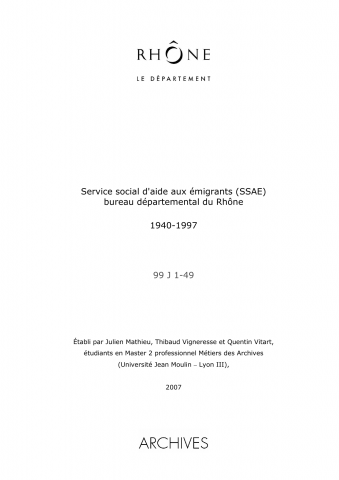 Aide sociale aux émigrants.