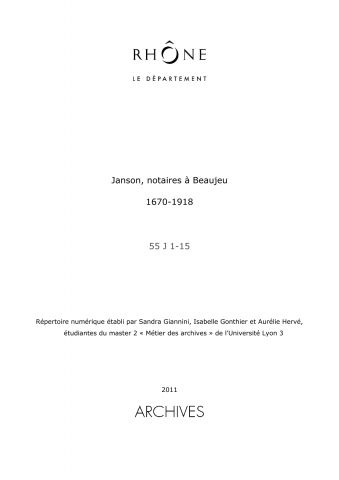 Archives de l'étude notariale Janson.