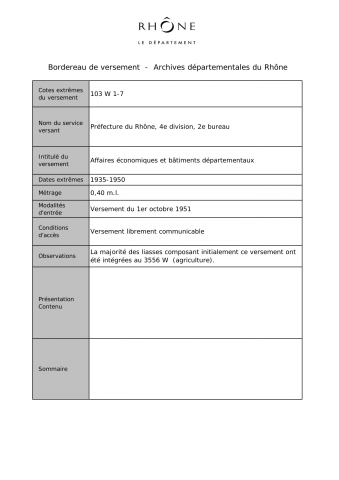 Affaires économiques et bâtiments départementaux.