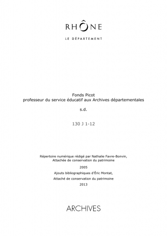 Archives de Joseph Picot, enseignant.