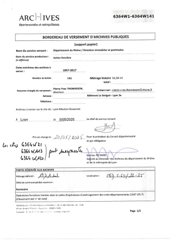 Opérations foncières pour l'aménagement de la voirie départementale.