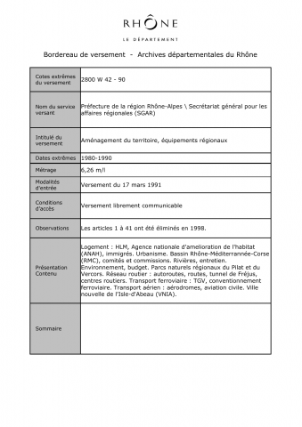 Aménagement du territoire et équipements régionaux.