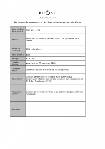 Dossiers de procédure civile de la 2e chambre (juge aux affaires familiales).