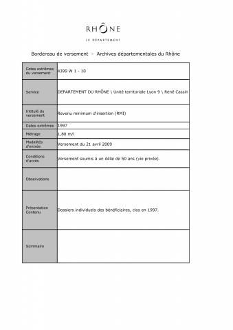 Revenu minimum d'insertion (RMI).