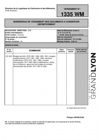 Budgets et comptes administratifs.