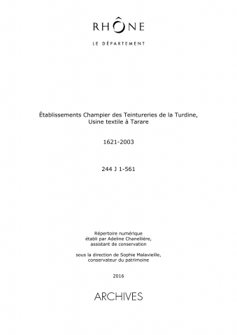Établissements Champier des Teintureries de la Turdine, Usine textile à Tarare.