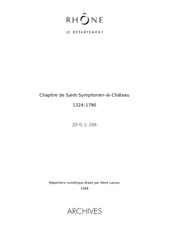 Chapitre de Saint-Symphorien-le-Château.