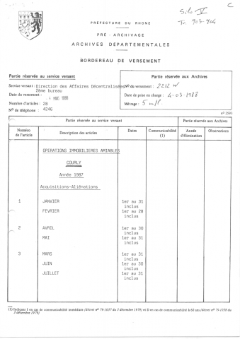 Opérations immobilières amiables.
