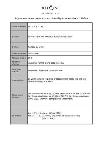 Arrêtés du préfet.