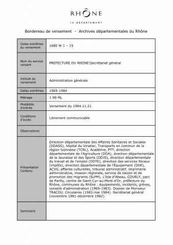Administration générale.