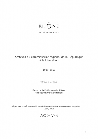 Électricité ; enseignement ; épuration ; FFI ; finances ; fourrages ; franc-maçonnerie ; fruits et légumes ; FTP ; groupements de jeunesse ; industries ; justice ; lait, beurre, fromages et matières grasses ; main d’œuvre ; marché noir ; médecine ; métallurgie ; milices patriotiques ; opinion ; partis divers ; prisonniers de guerre, déportés et réfugiés ; police ; pommes de terre ; presse ; produits chimiques ; propagande ; propos antinationaux.