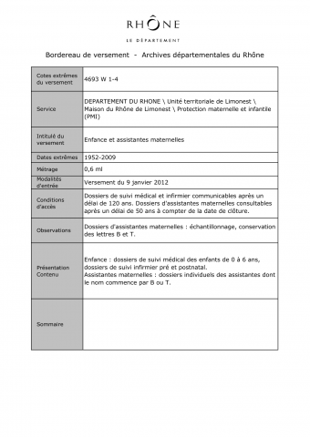4693W - Département du Rhône - Protection maternelle et infantile (PMI)