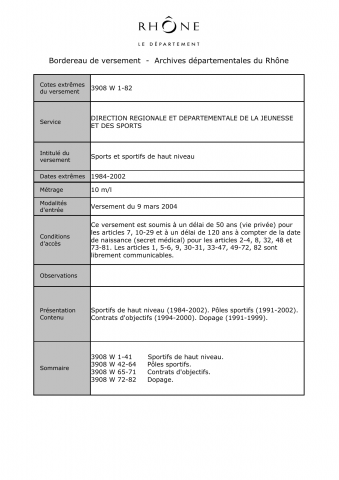 Sports et sportifs de haut niveau.