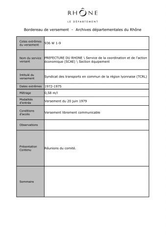 Syndicat des transports en commun de la région lyonnaise (TCRL).