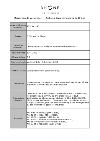 Hébergements touristiques, demandes de classement.