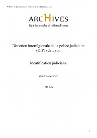 4268W - Direction interrégionale de la police judiciaire (DIPJ) de Lyon - Identification judiciaire