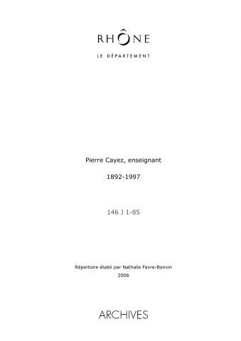 Archives de Pierre Cayez, enseignant.