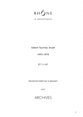 Archives de Gilbert Tournier, historien.
