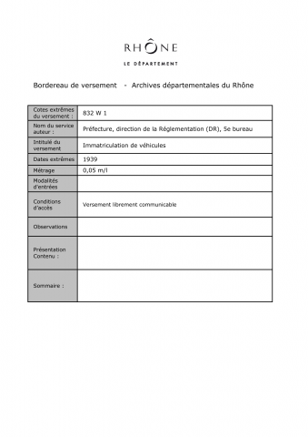 Immatriculation de véhicules.