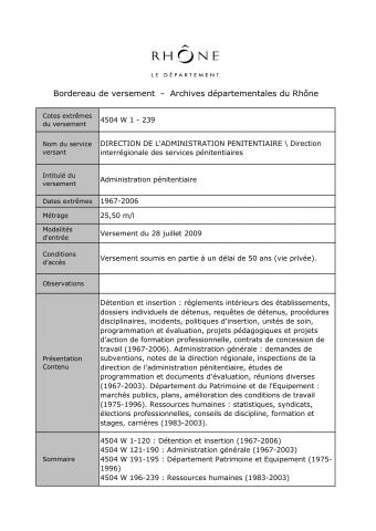 Prisons, administration pénitentiaire.