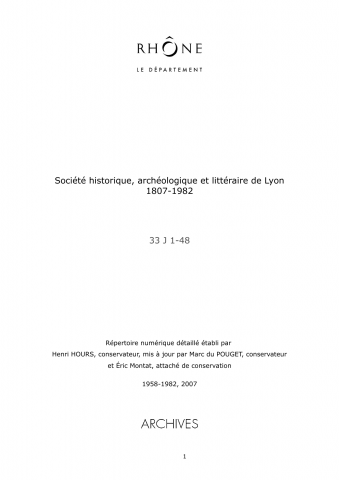 Société historique, archéologique et littéraire de Lyon.