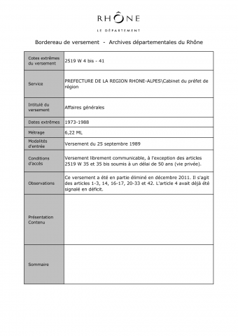 Administration générale de la région.