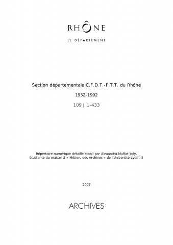 Section départementale CFDT-PTT du Rhône.