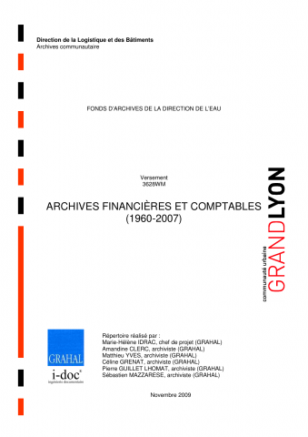3628WM - Communauté urbaine de Lyon - Finances et comptabilité de la Direction de l'eau