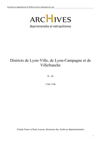 États des titres et papiers apportés aux archives du district.