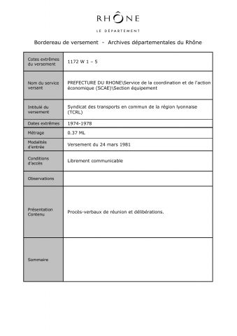 Syndicat des transports en commun de la région lyonnaise (TCRL).