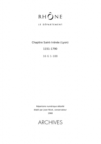 Chapitre Saint-Irénée de Lyon.