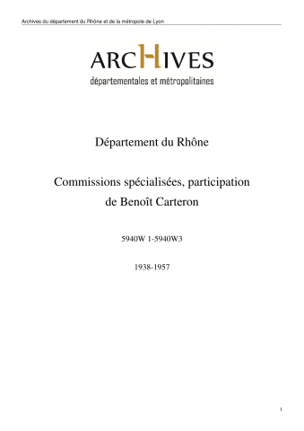 5940W - Département du Rhône - Commissions spécialisées, participation de Benoît Carteron
